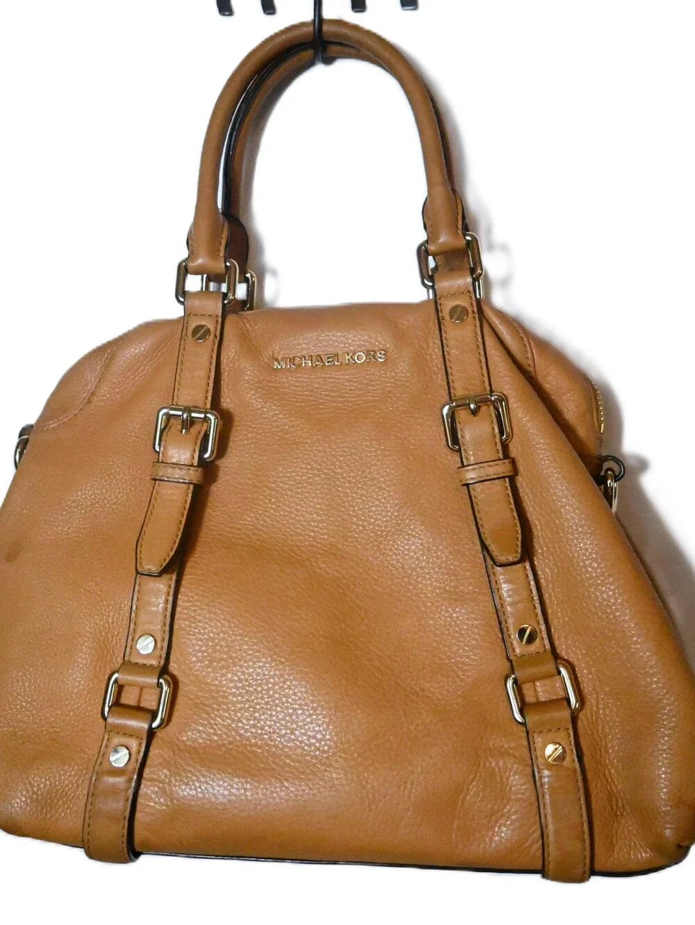 Micheal Kors Bedford Satchel Tan Pebbled Leather Top Handle Bag / Purse.